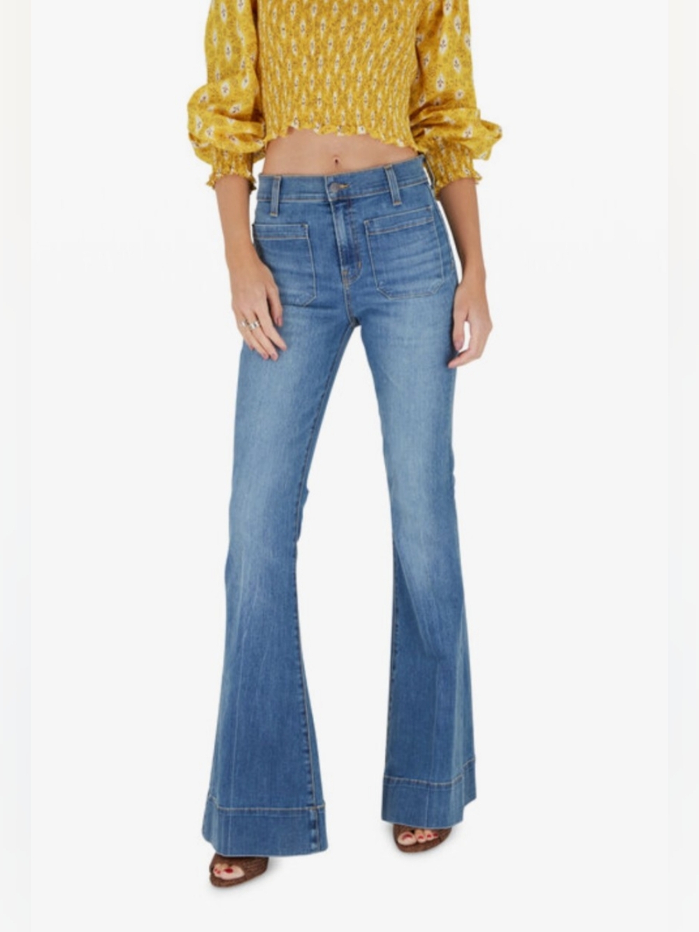 Veronica Beard Sheridan Keystone Patch Pocket Flare Jeans Sz 25 / 0